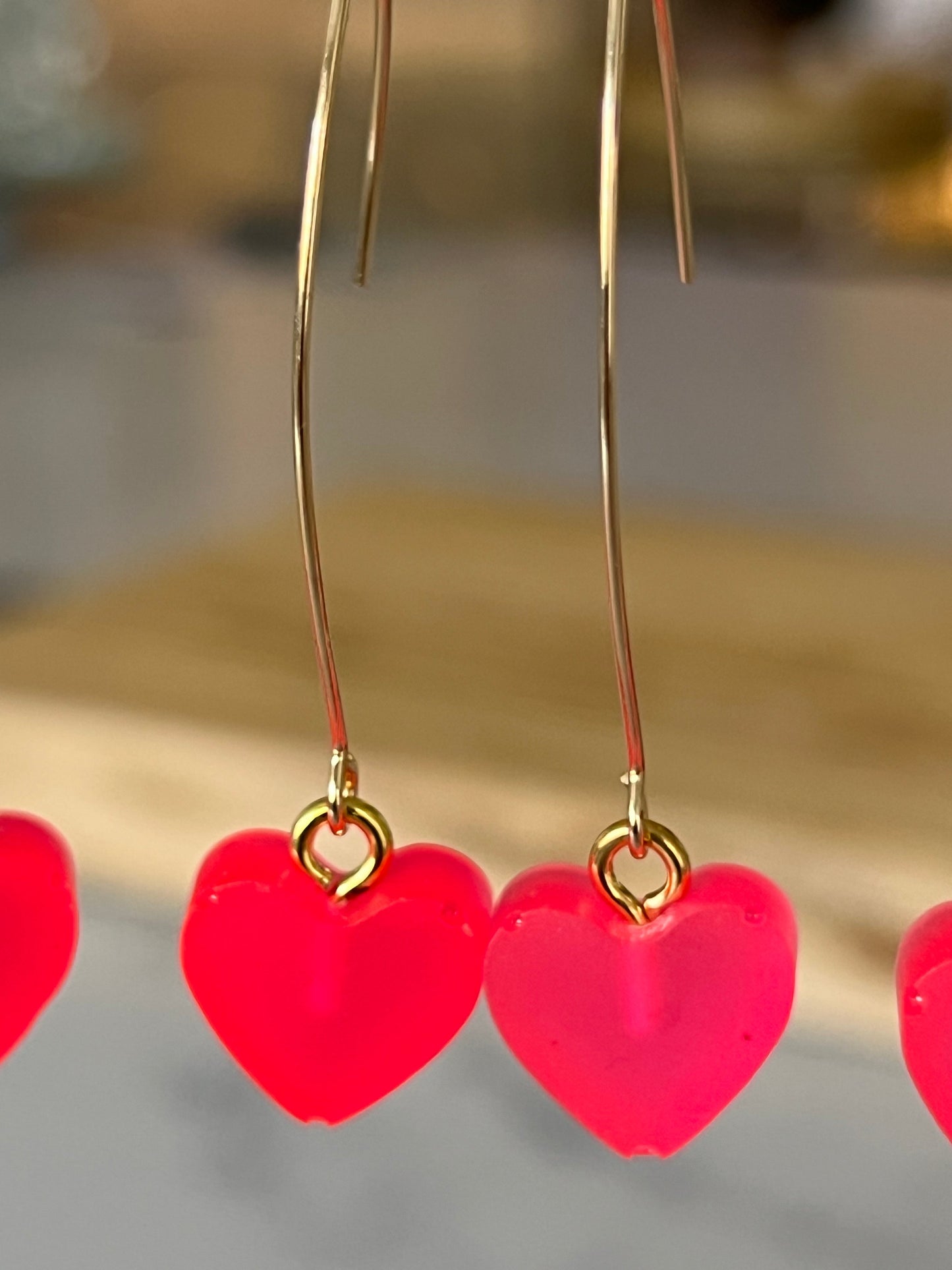 Hand poured mini neon heart resin earrings