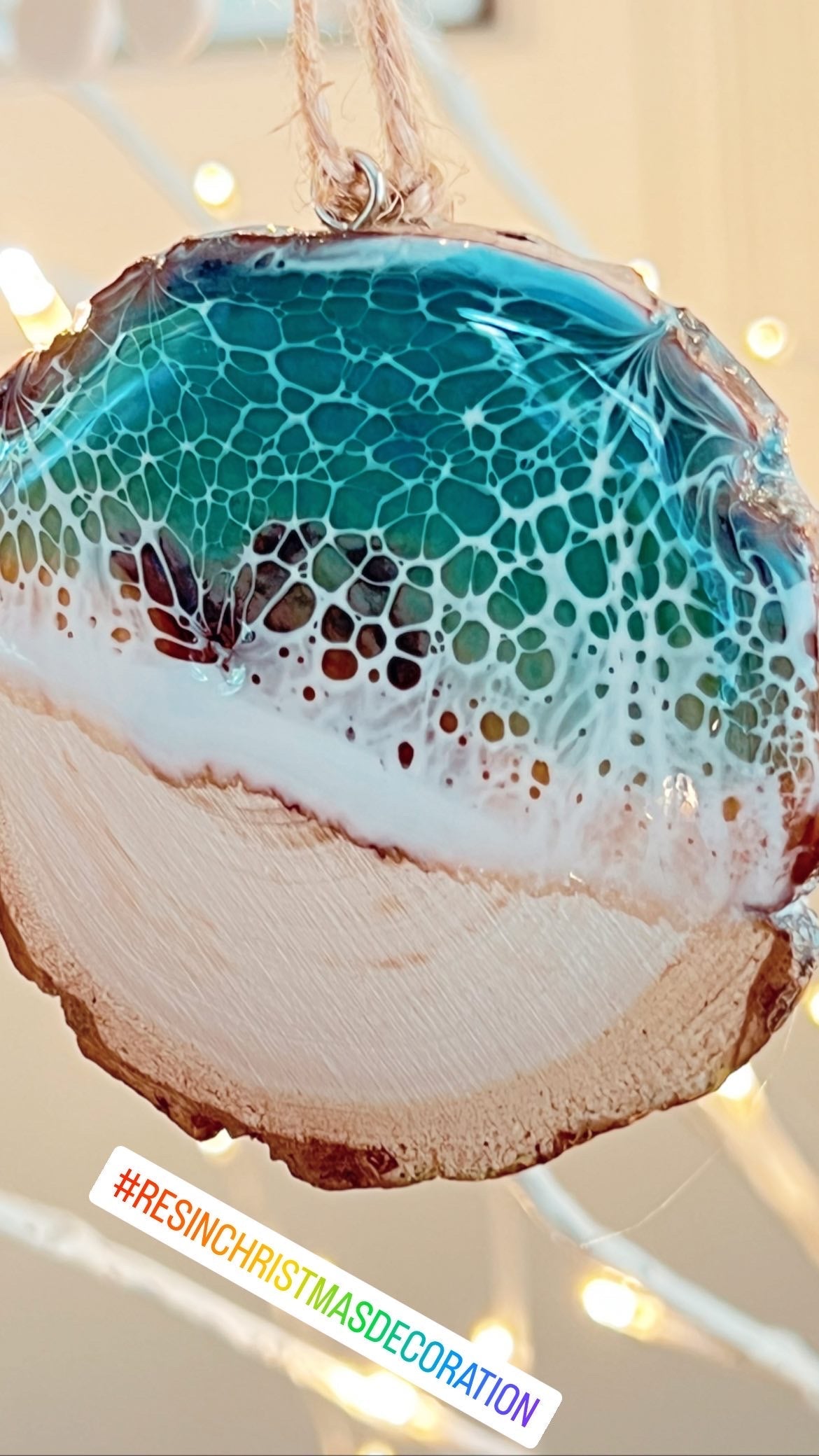 Resin ocean wood ornament