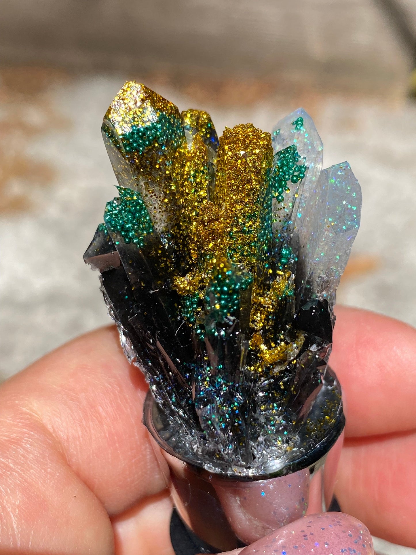Black, gold and turquoise wine topper