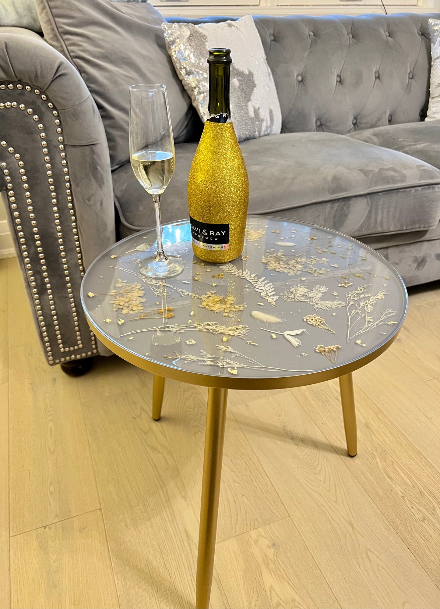 Dried flower resin table