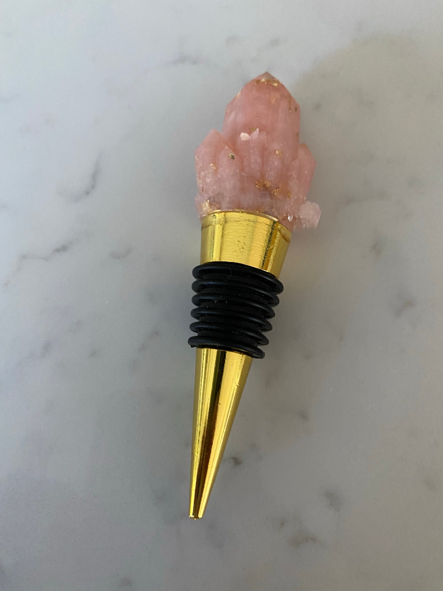 Blush and gold wine stopper.