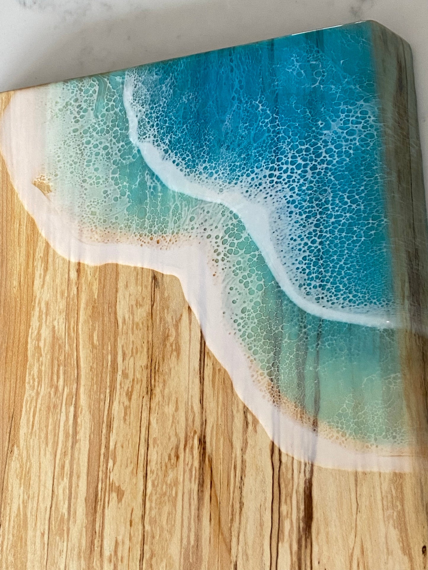 Spalted maple with double ocean resin wave π