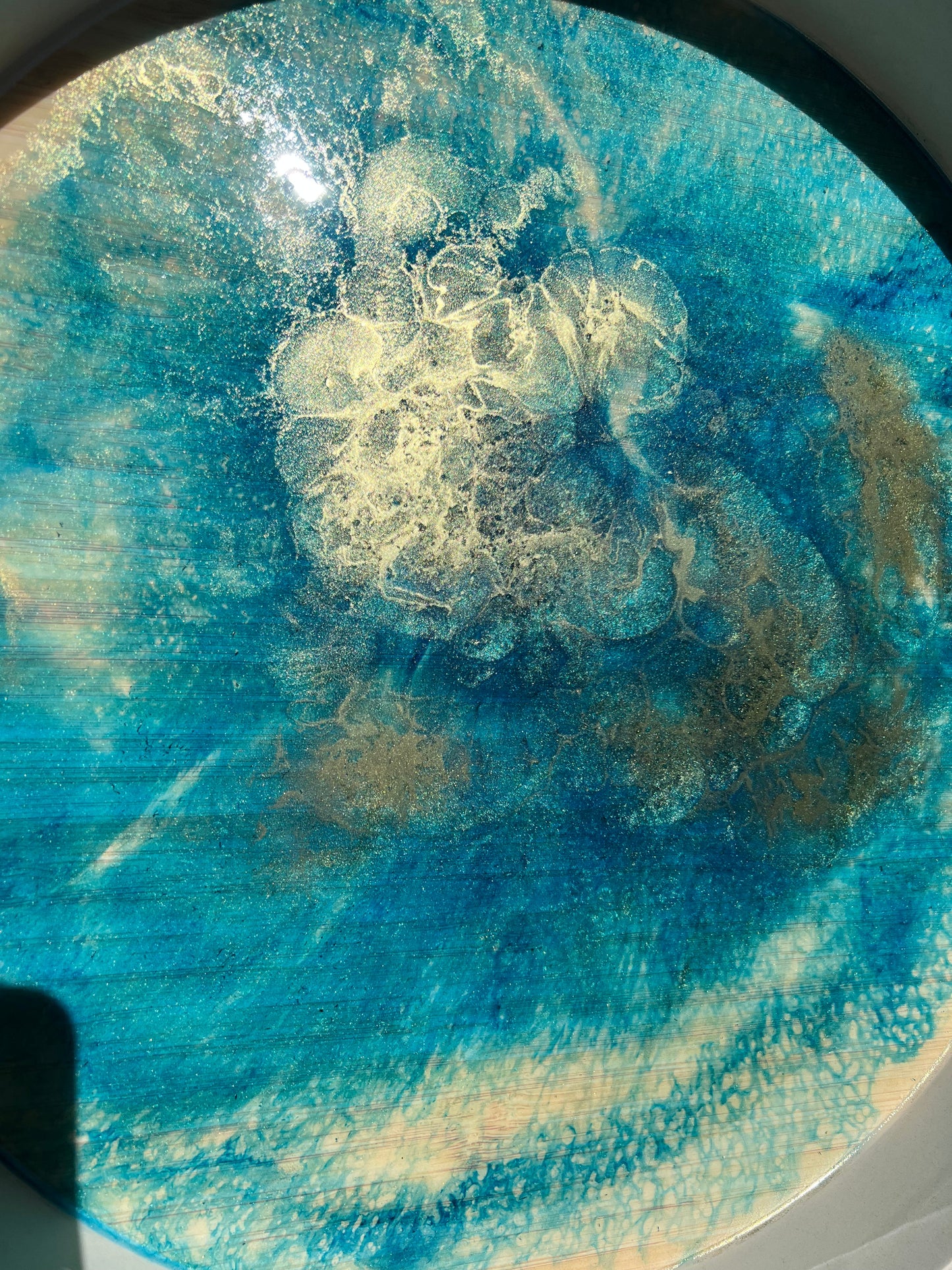 Turquoise and gold tray