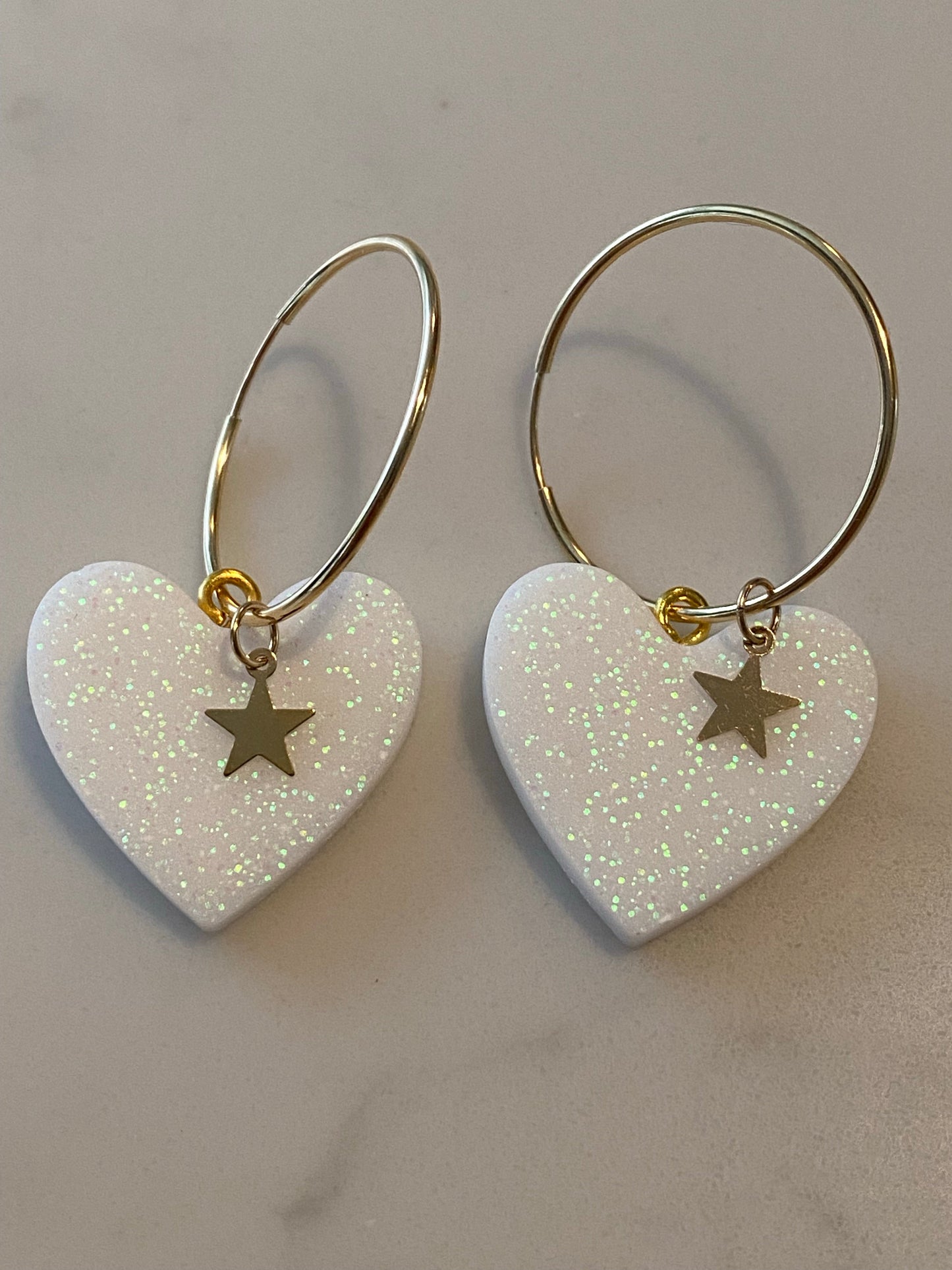 Resin hoop heart earrings