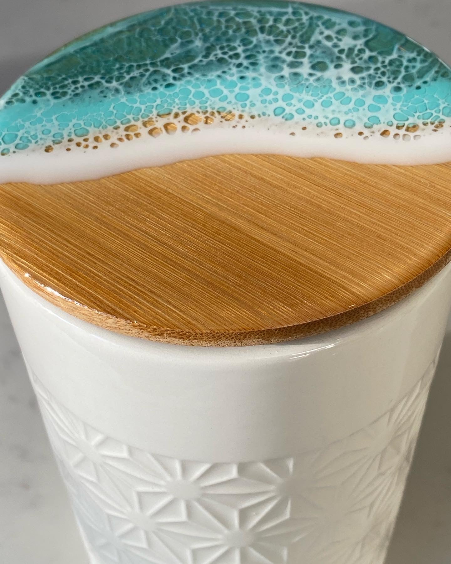 Ceramic ocean resin canister.