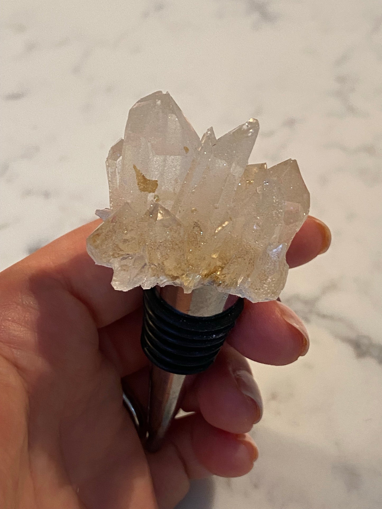 Gold and clear wine topper
