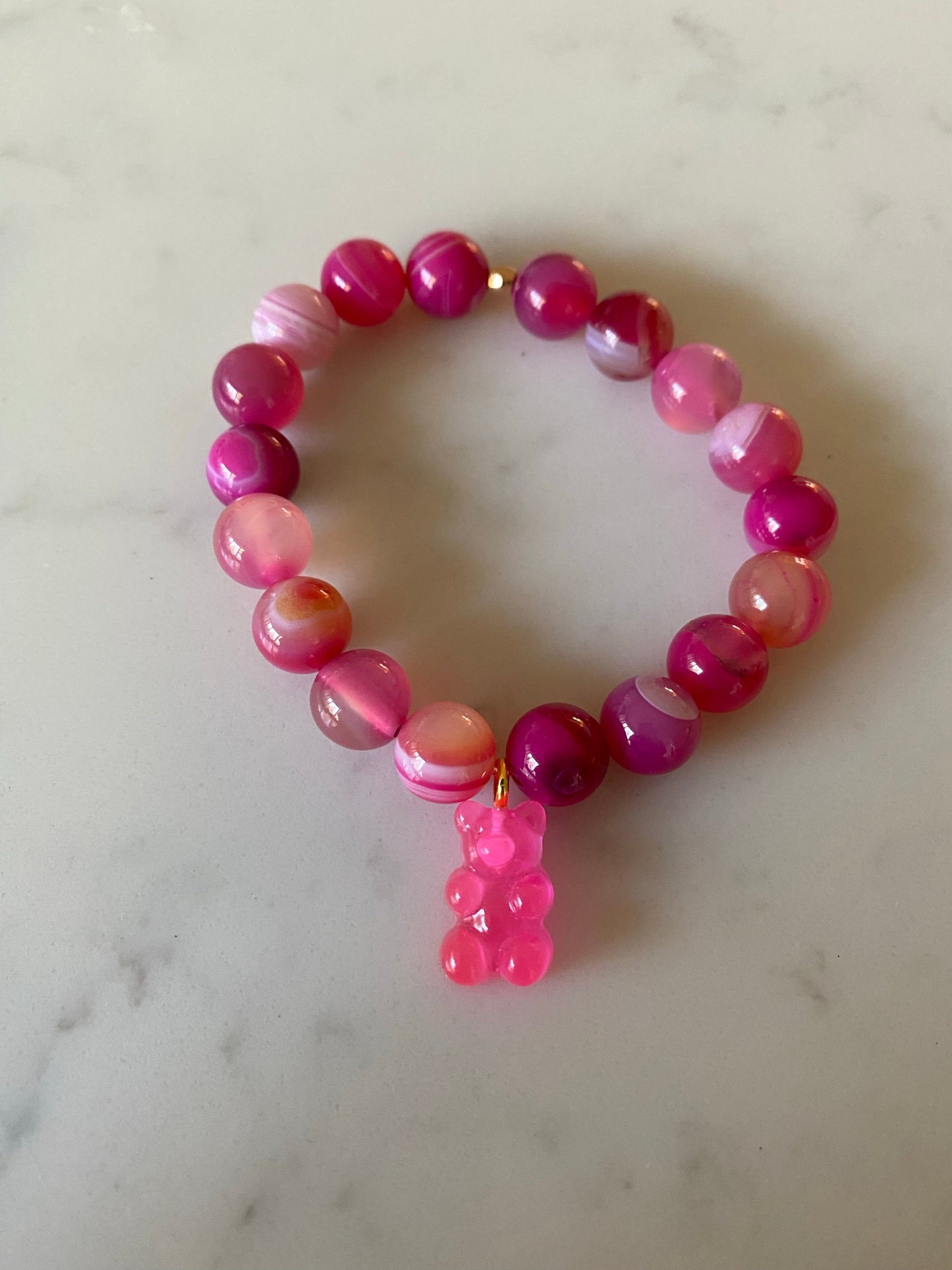 Natural Gemstone bracelet with resin gummy bear charm