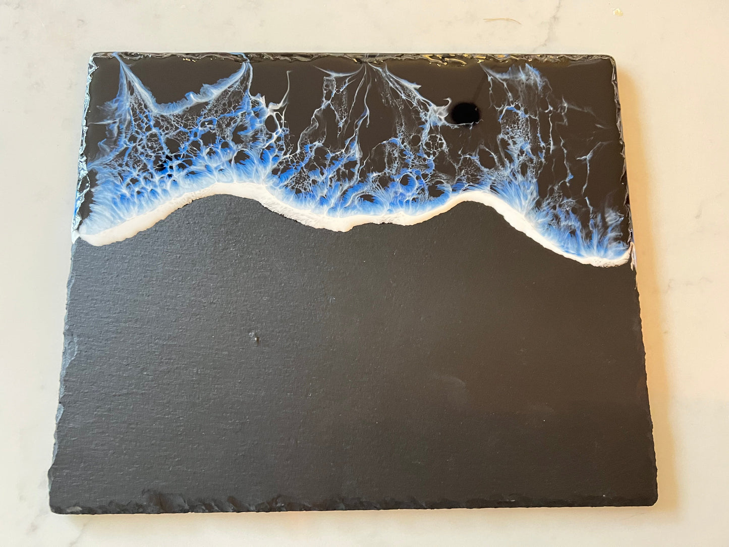 Resin ocean on slate cheese board