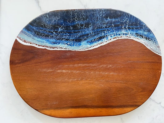 Resin ocean on acacia wood