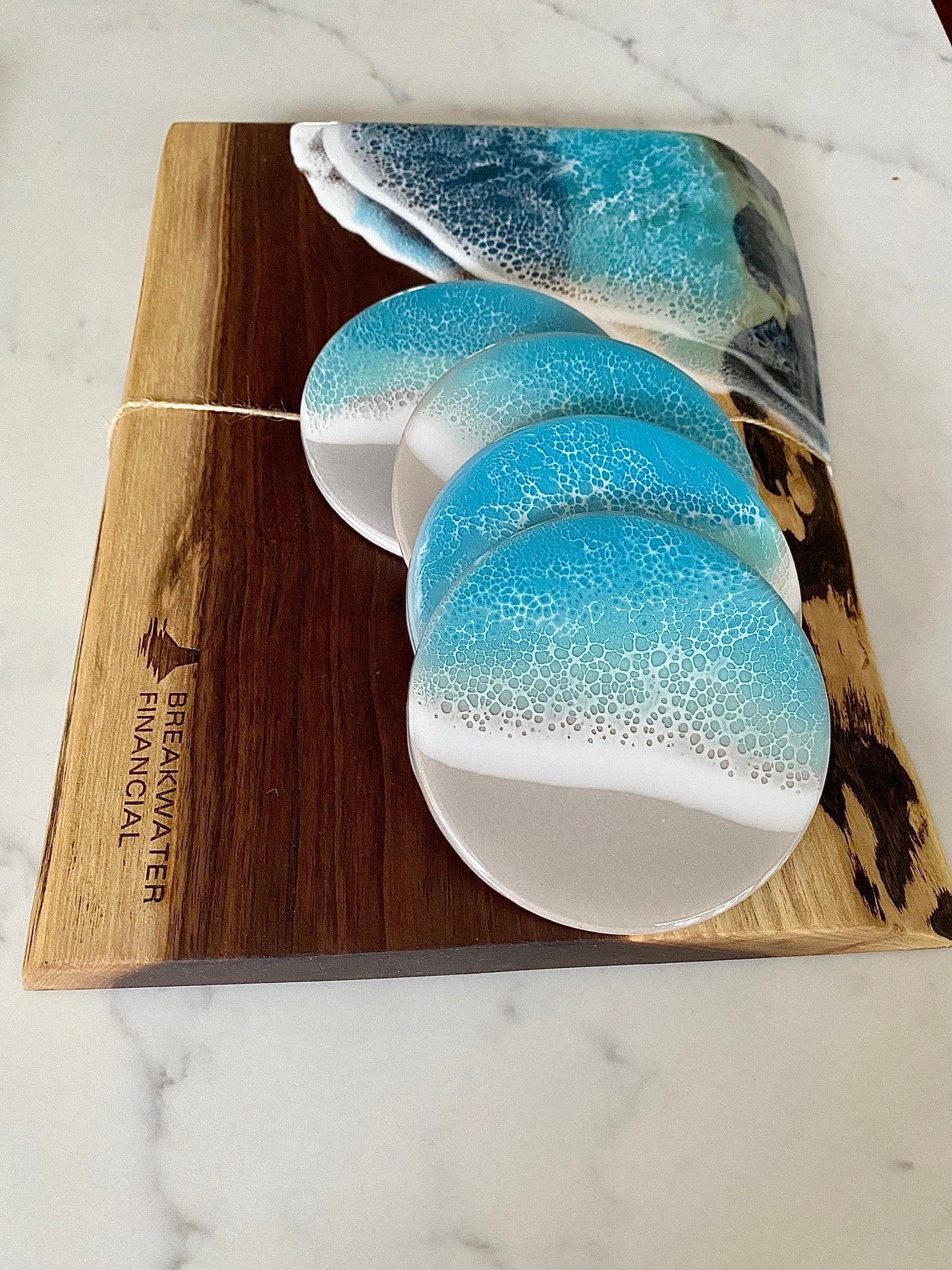 Custom double ocean resin board and custom coasters