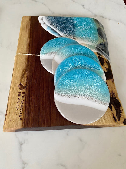 Custom double ocean resin board and custom coasters