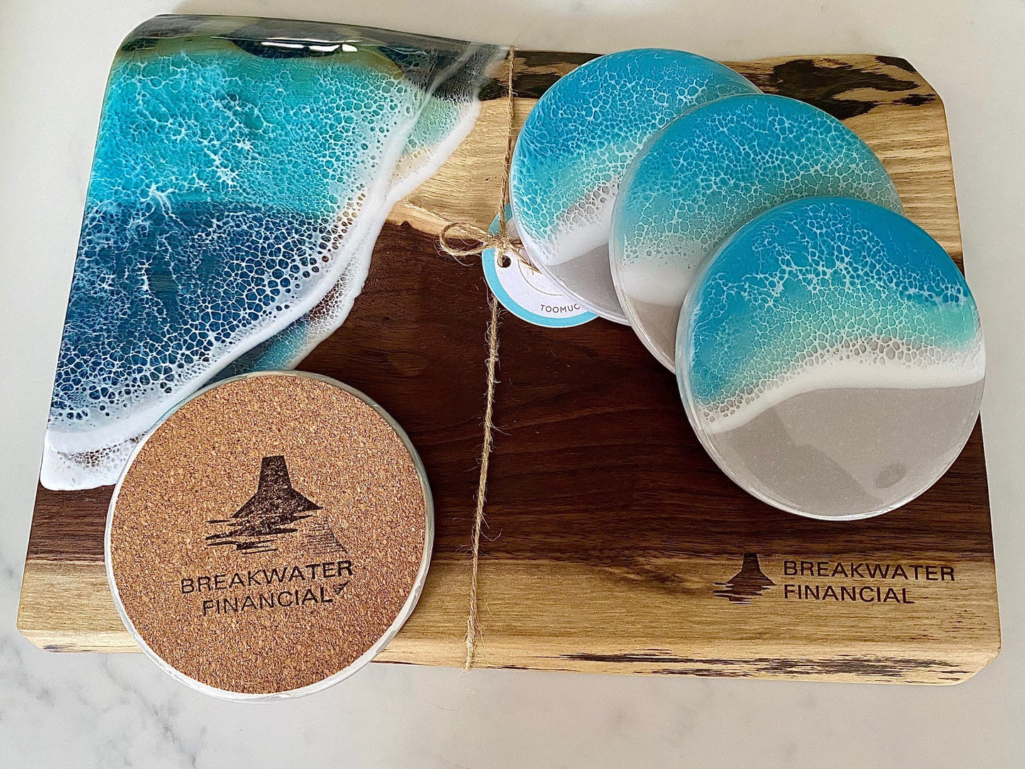 Custom double ocean resin board and custom coasters