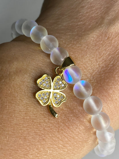 Mermaid glass stacking bracelets set of two