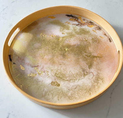 Blush and gold bamboo tray