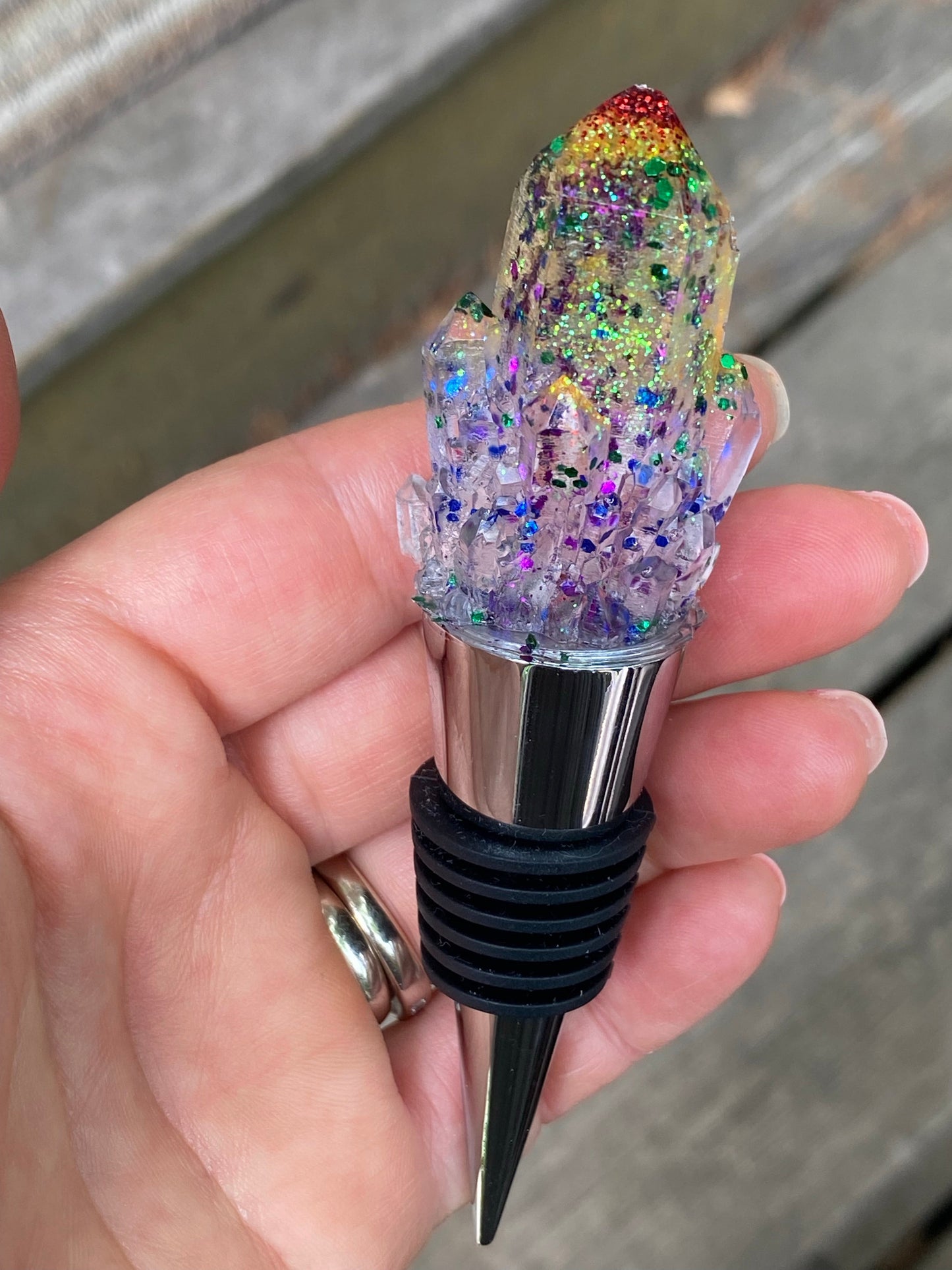 Crystal rainbow wine stopper! 🌈
