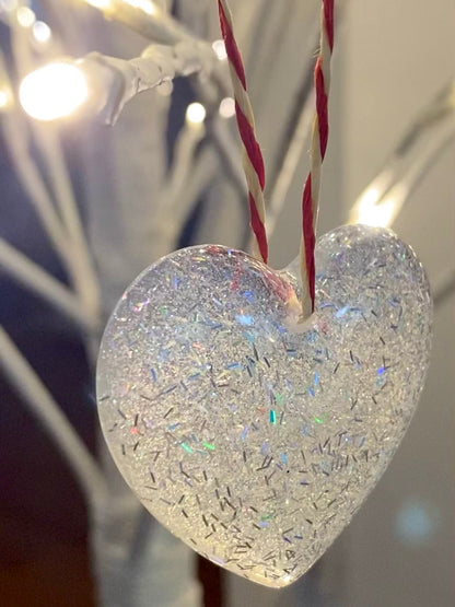 Christmas ornament - Silver Holo Heart