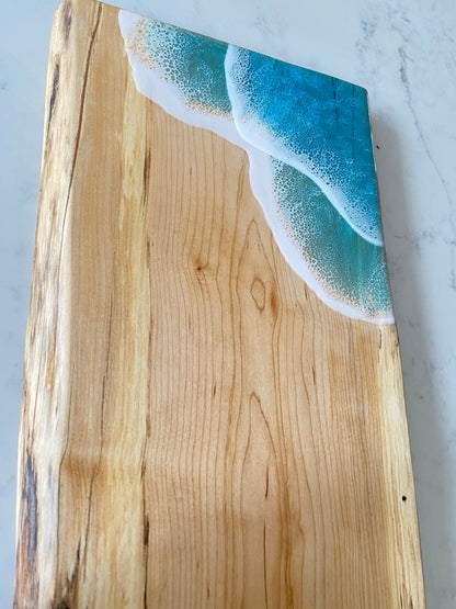Spalted maple charcuterie board with double ocean wave 🌊