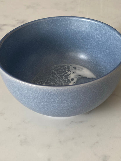 Blue ceramic bowl with resin ocean wave 🌊