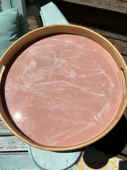 Blush and white bamboo tray