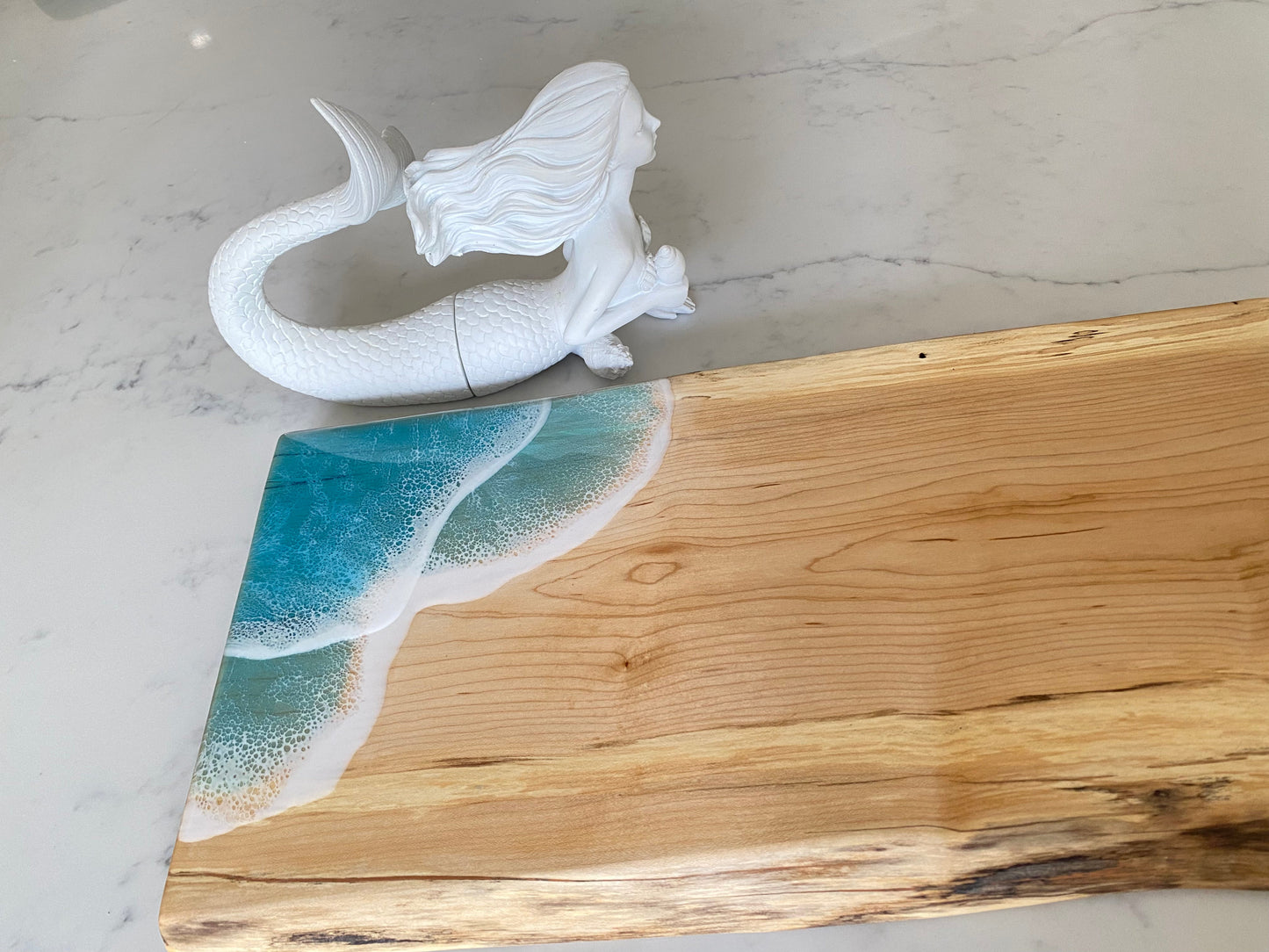 Spalted maple charcuterie board with double ocean wave 🌊