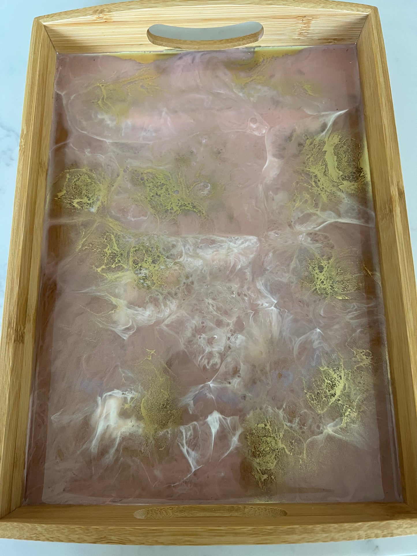 Blush pink, gold and white tray