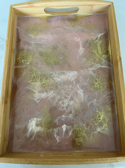 Blush pink, gold and white tray
