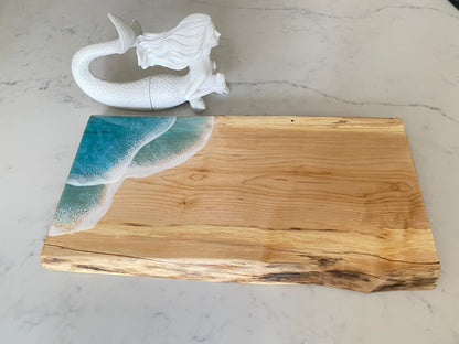 Spalted maple charcuterie board with double ocean wave 🌊