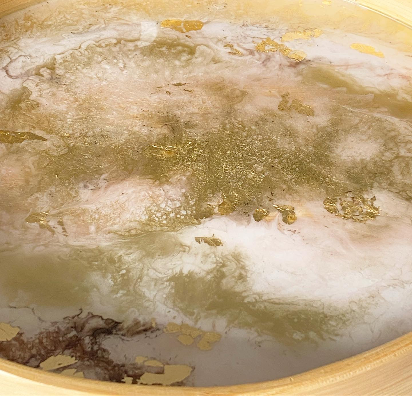 Blush and gold bamboo tray