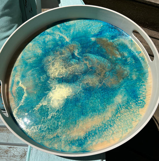 Turquoise and gold tray