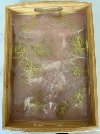 Blush pink, gold and white tray