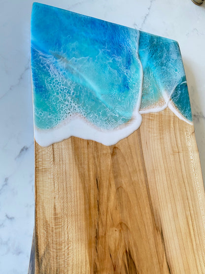 Ocean resin board with multiple hand poured layers