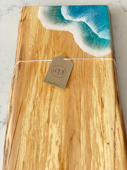 Spalted maple charcuterie board with double ocean wave 🌊