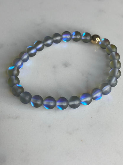 Mermaid glass stackable bracelet set with micropave star charm ⭐️