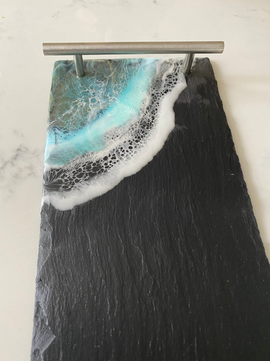 Slate cheese board with handles