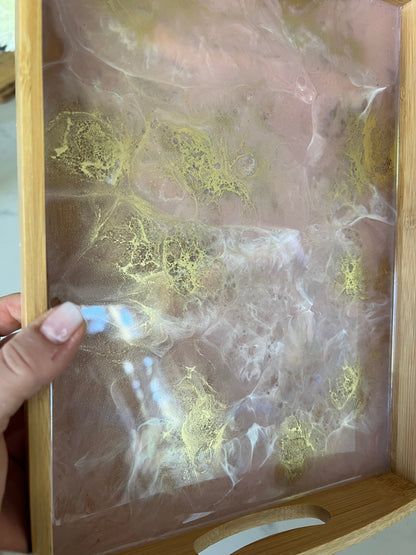 Blush pink, gold and white tray