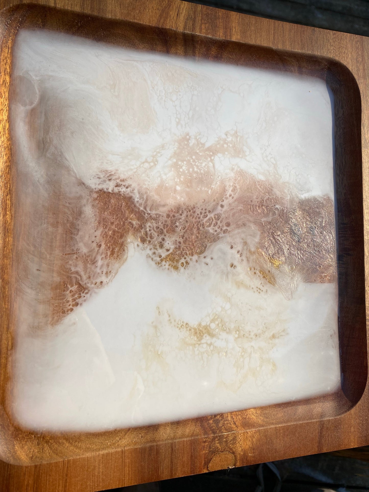 Blush and gold resin tray.