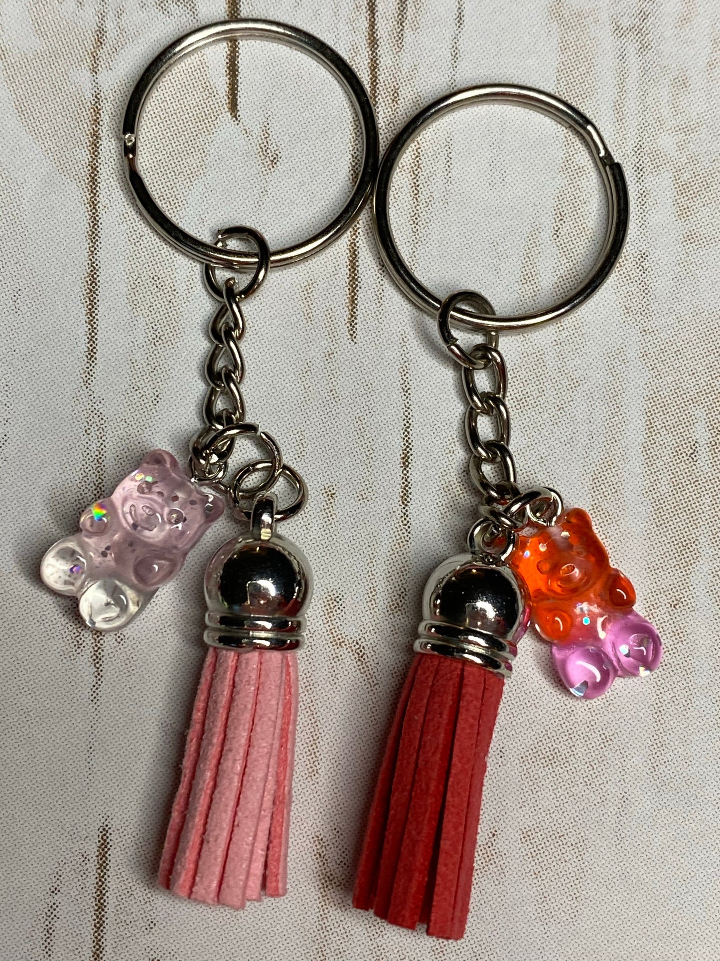 Mini gummy bear and tassel keychains!