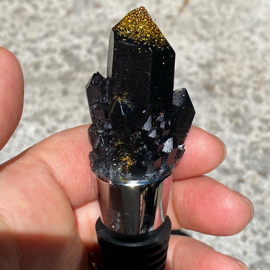 Black and gold wine topper
