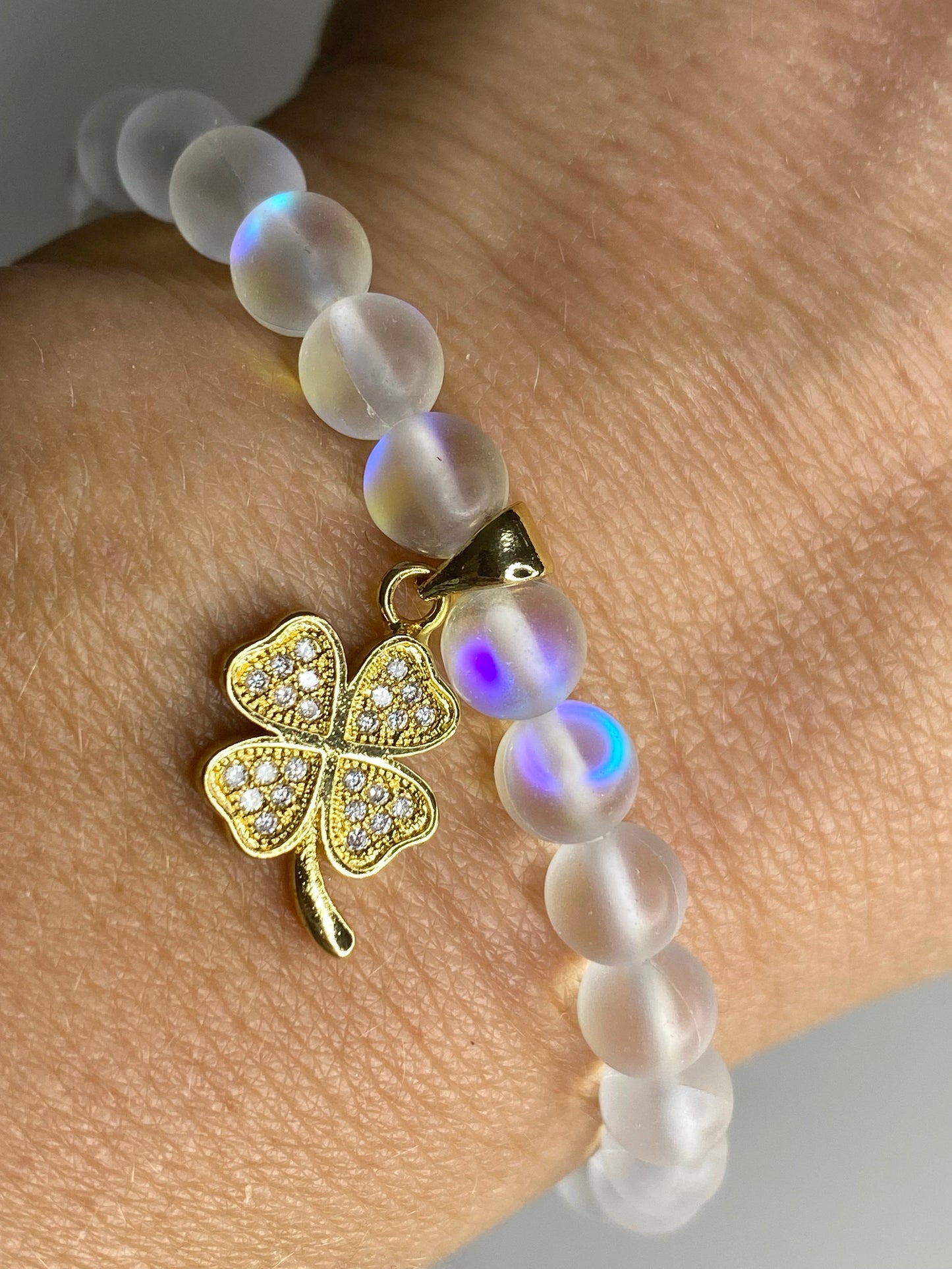 Mermaid glass stacking bracelets set of two