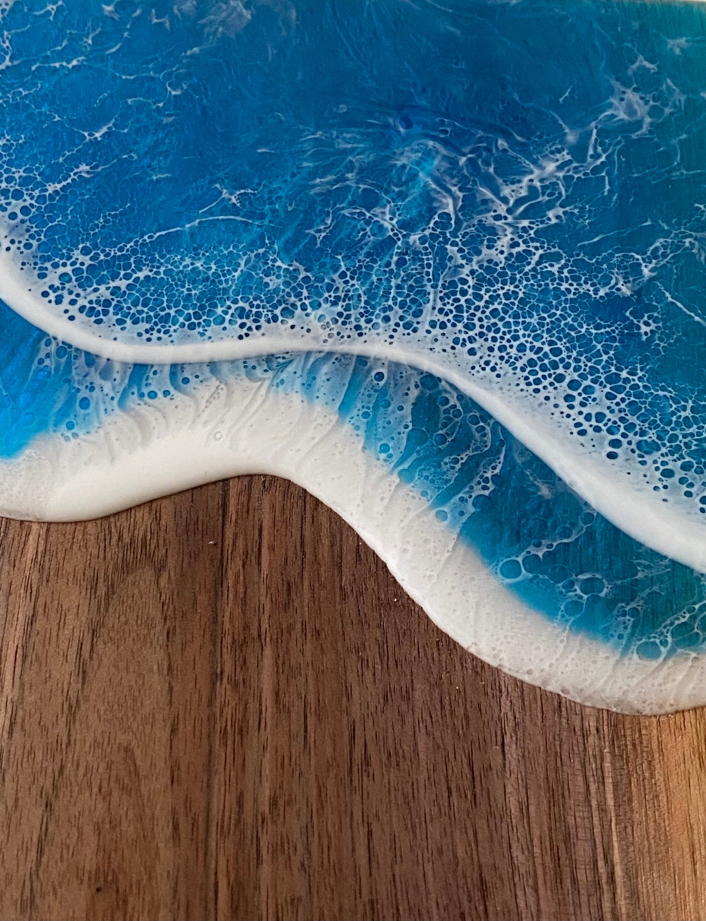 Ocean resin on reclaimed walnut charcuterie