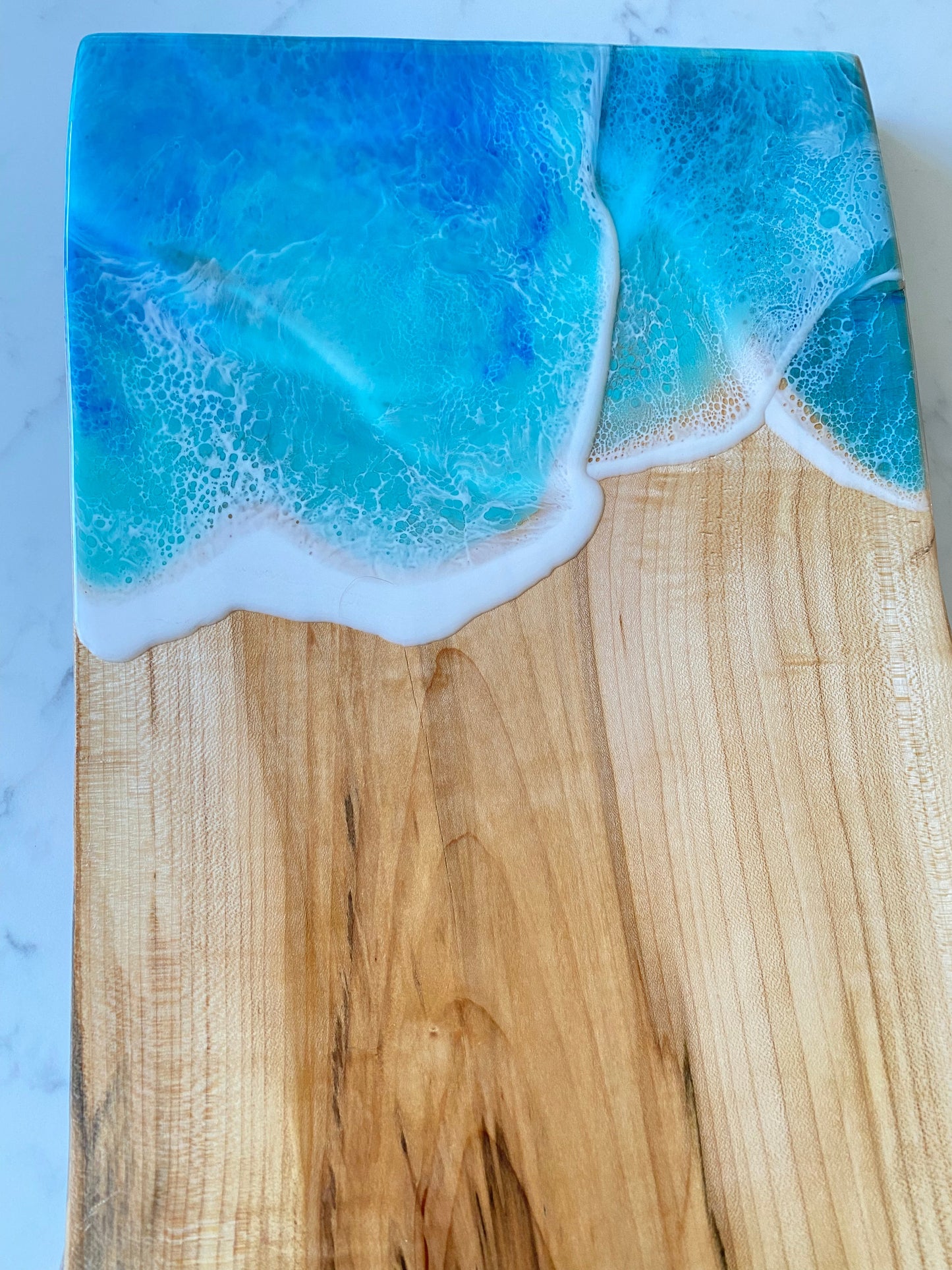 Ocean resin board with multiple hand poured layers